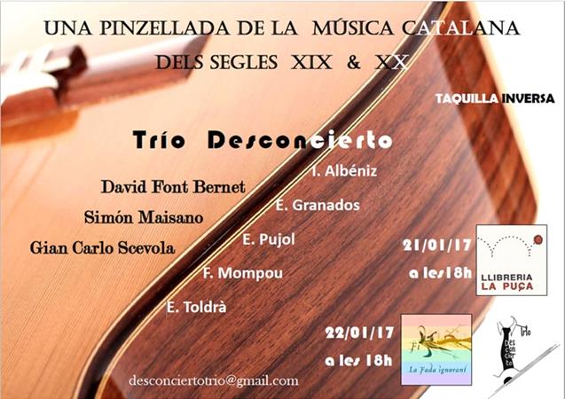 Concert Trío Desconcierto : Una pinzellada de la música catalana dels segles XIX i XX | Llibreria La Puça | Llibreria online d'Arsèguel - Comprar llibres en català online - Llibres Andorra i Pirineu