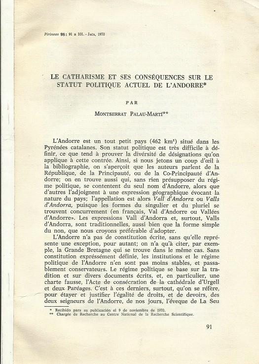 CATHARISME ET SES CONSEQUENCES SUR L' ANDORRE | catha | PALAU MARTI,MONTSERRAT | Llibreria La Puça | Llibreria online d'Arsèguel - Comprar llibres en català online - Llibres Andorra i Pirineu