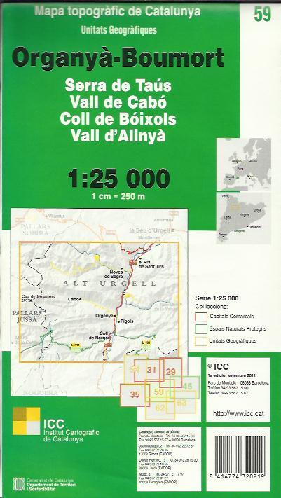 ORGANYA-BOUMORT (SERRA DE TAUS.VALL DE CABO.COLL DE BOIXOLS.VALL D'ALINYA) 1:25000 | 8414774320219 | Llibreria La Puça | Llibreria online d'Arsèguel - Comprar llibres en català online - Llibres Andorra i Pirineu