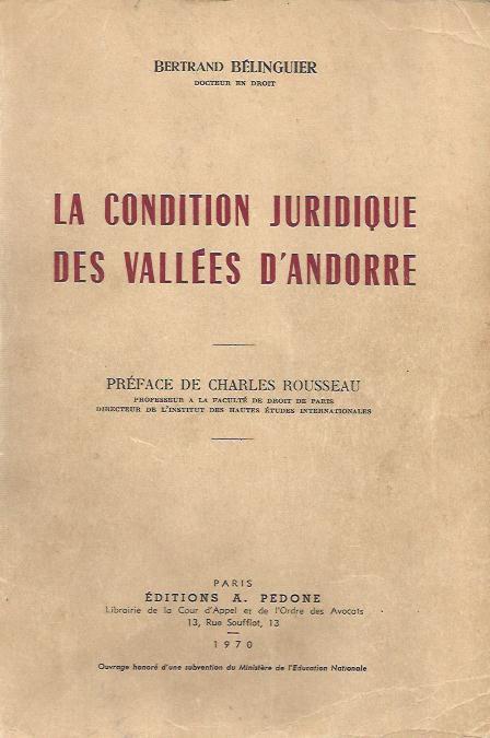 LA CONDITION JURIDIQUE DES VALLEES D'ANDORRE | condi | BELINGUIER | Llibreria La Puça | Llibreria online d'Arsèguel - Comprar llibres en català online - Llibres Andorra i Pirineu